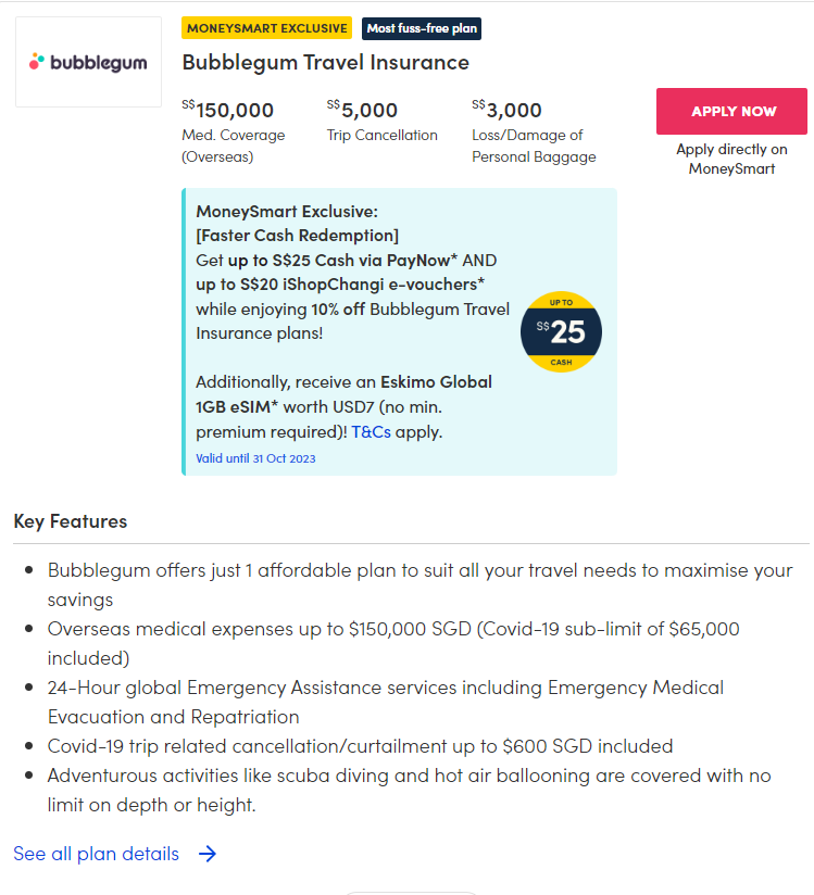 bubblegum travel insurance singapore review